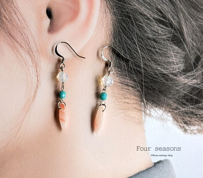 激安アクセサリ・限定400円ピアス・サンゴとターコイズのピアス2
