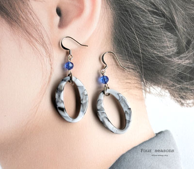 激安アクセサリ・限定400円ピアス・モノトーンのリングピアス2