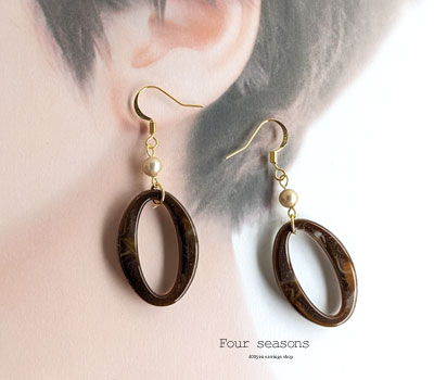 激安アクセサリ・限定400円ピアス・ブラウンのリングピアス2