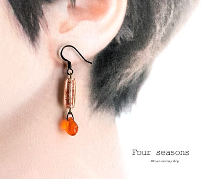 激安アクセサリ・限定400円ピアス・オレンジ色雫のピアス2