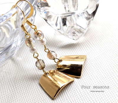 激安アクセサリ・限定400円ピアス・金色プレートのピアス1