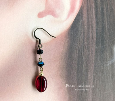 激安アクセサリ・限定400円ピアス・ガーネットの赤色ピアス2