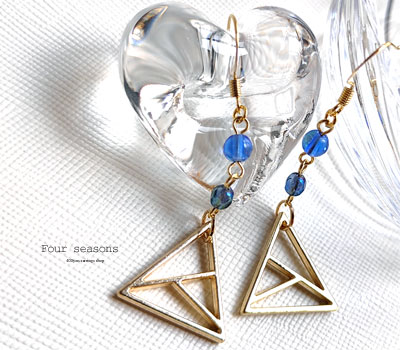 激安アクセサリ・限定400円ピアス・三角ピアス・青1