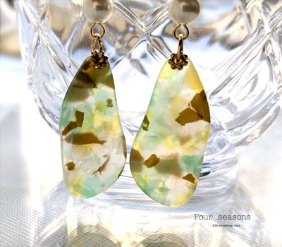 激安アクセサリ・限定400円ピアス・グリーンのモザイクピアス3