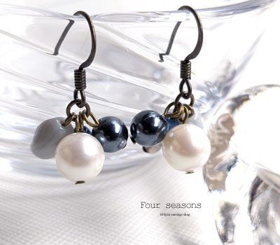 激安アクセサリ・限定400円ピアス・モノトーンパールのピアス1
